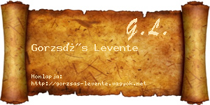 Gorzsás Levente névjegykártya
